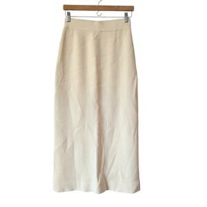 Le17Septembre Ivory Ribbed Knit‎ Maxi Skirt Ivory Size 36 US S Minimalist Korea